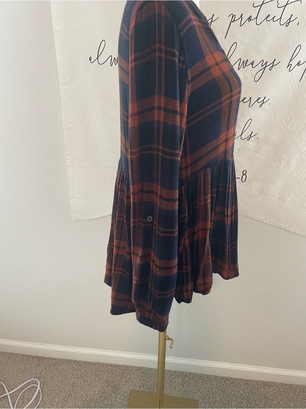 Altar'd State Navy & Rust/Copper Babydoll Top - Picture 5 of 6